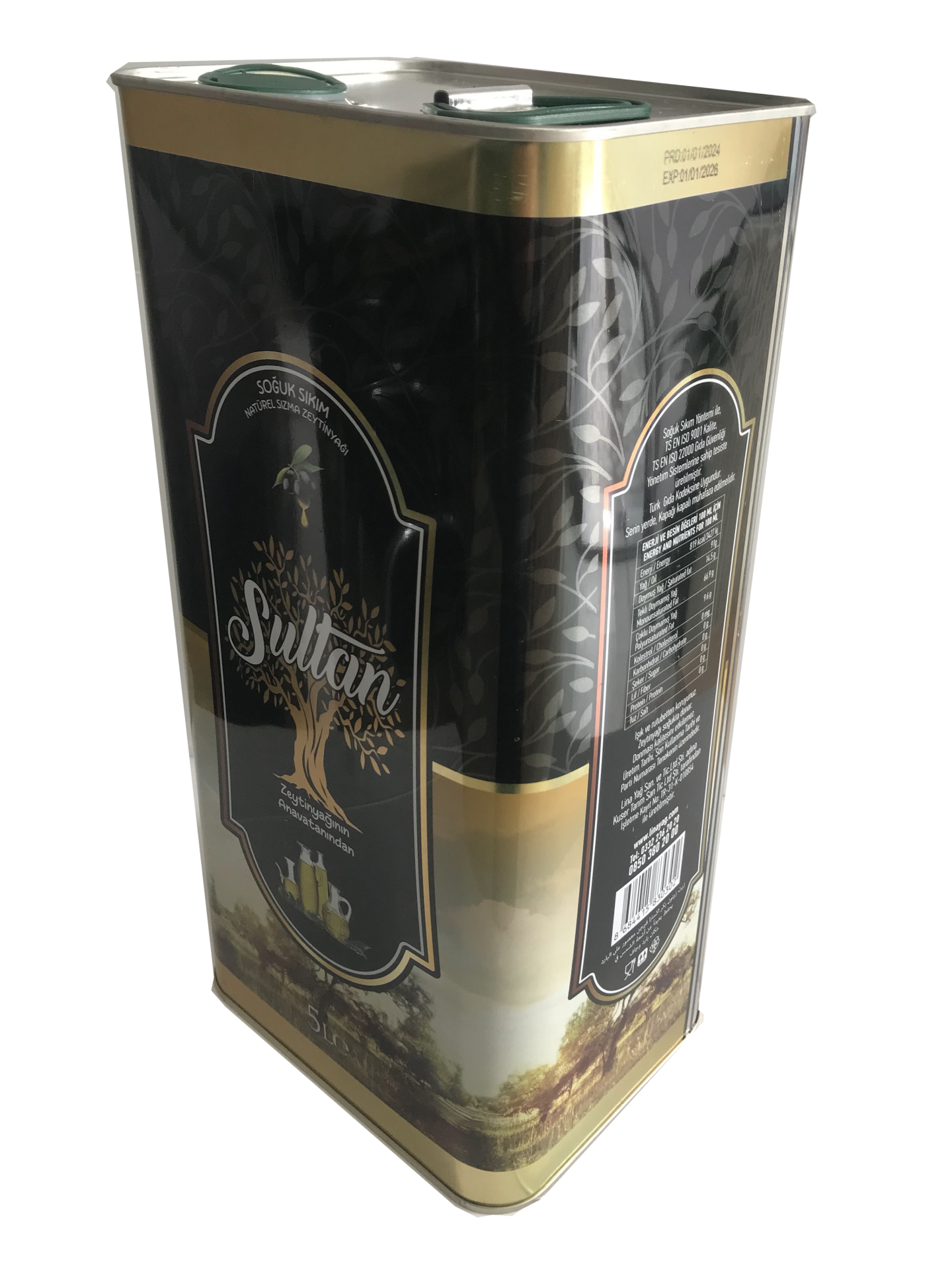 Sultan Soguk Sıkım naturel sızma Zeytinyağı 5. Lt teneke