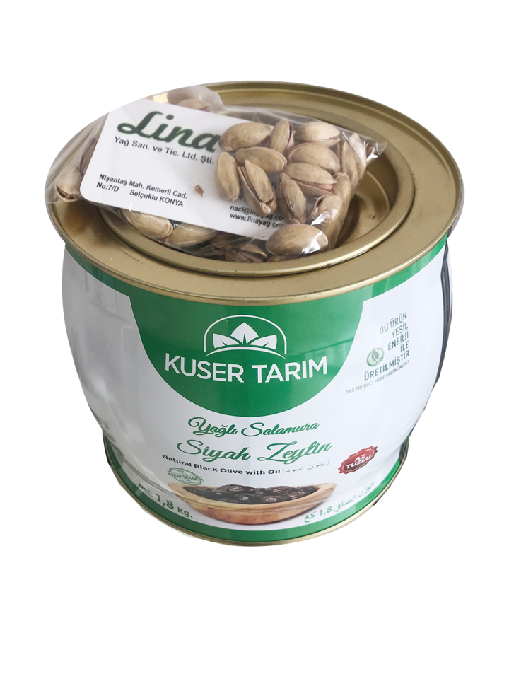 Kuser Yaglı salamura siyah Zeytin (290/320) 1,8 kg ( Nar Ekşisi hediye)