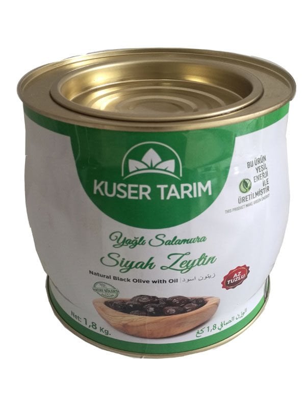 Kuser Yaglı salamura siyah Zeytin (290/320) 1,8 kg ( Nar Ekşisi hediye)