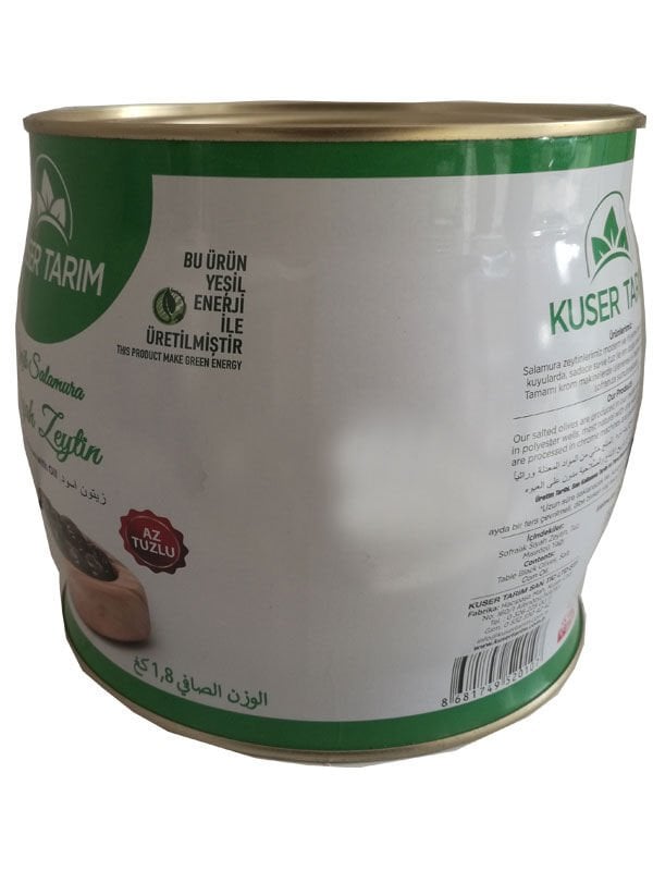 Kuser Yaglı salamura siyah Zeytin (290/320) 1,8 kg ( Nar Ekşisi hediye)