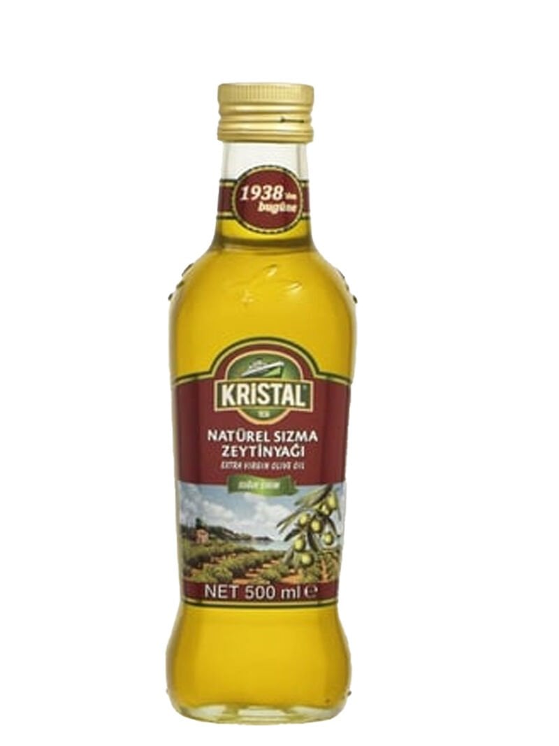 Kristal 1938 naturel sızma Zeytinyağı dolgun güçlü 500 ml cam