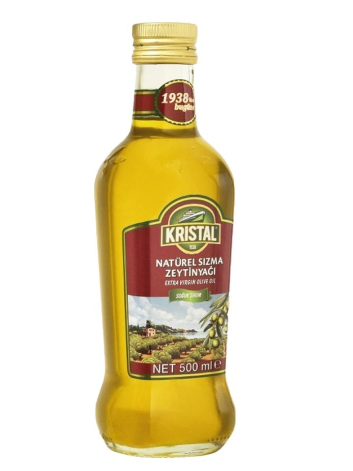 Kristal 1938 naturel sızma Zeytinyağı dolgun güçlü 500 ml cam