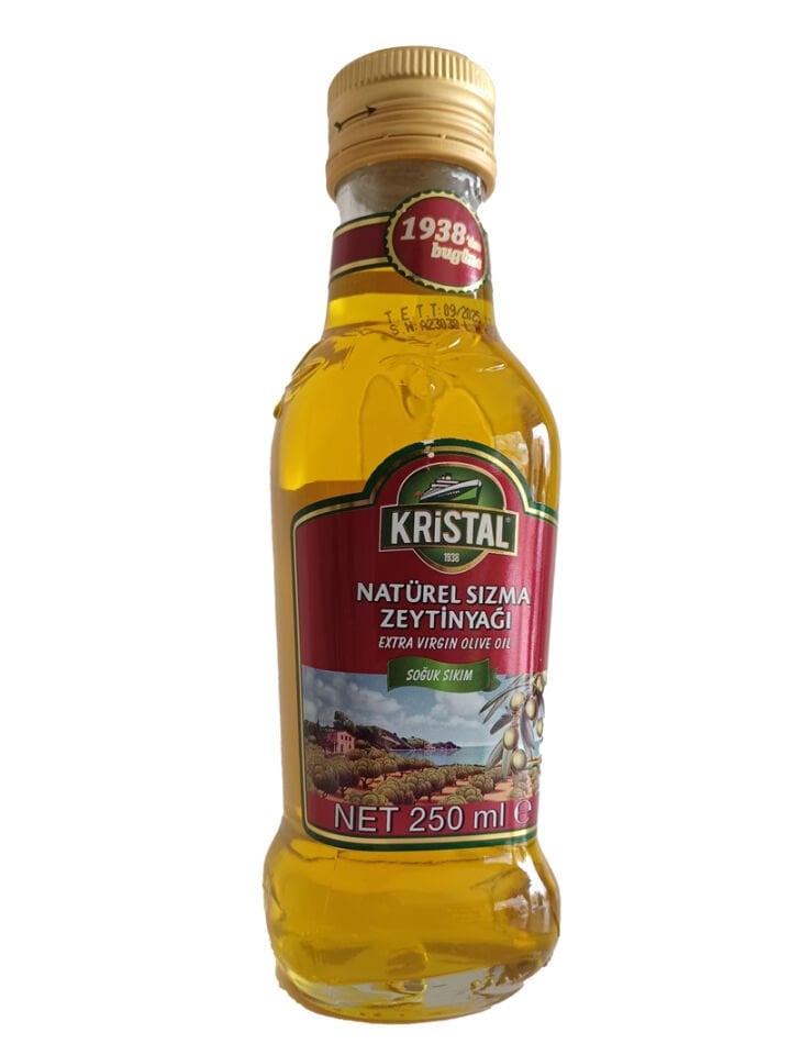 Kristal 1938 naturel sızma Zeytinyağı soğuk Sıkım 250 ml cam