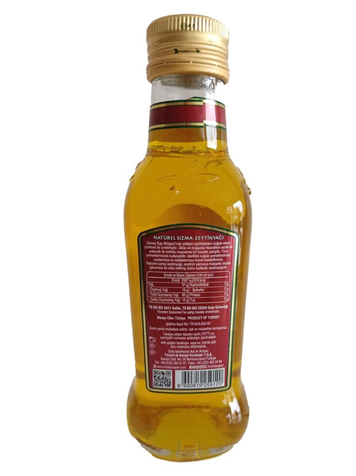 Kristal 1938 naturel sızma Zeytinyağı soğuk Sıkım 250 ml cam