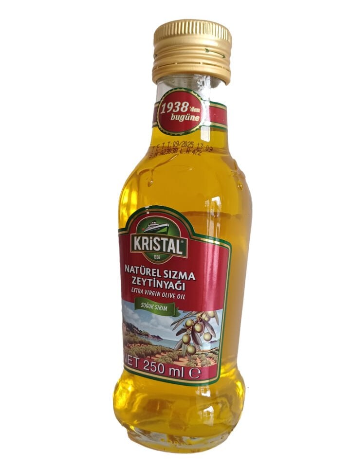 Kristal 1938 naturel sızma Zeytinyağı soğuk Sıkım 250 ml cam