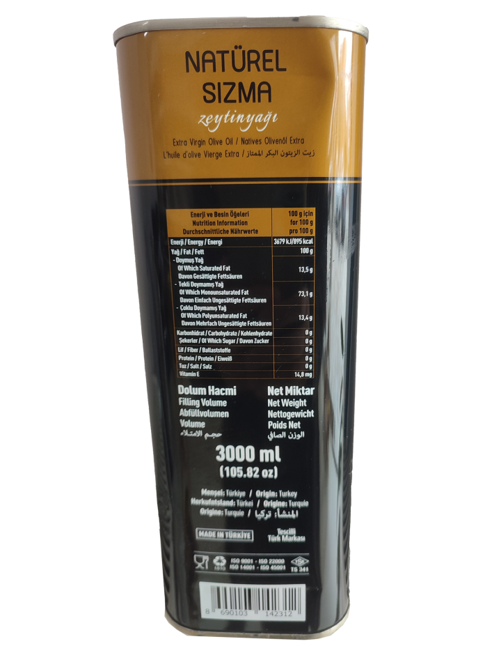 Marmarabirlik natürel sızma Zeytinyağı 3 lt teneke