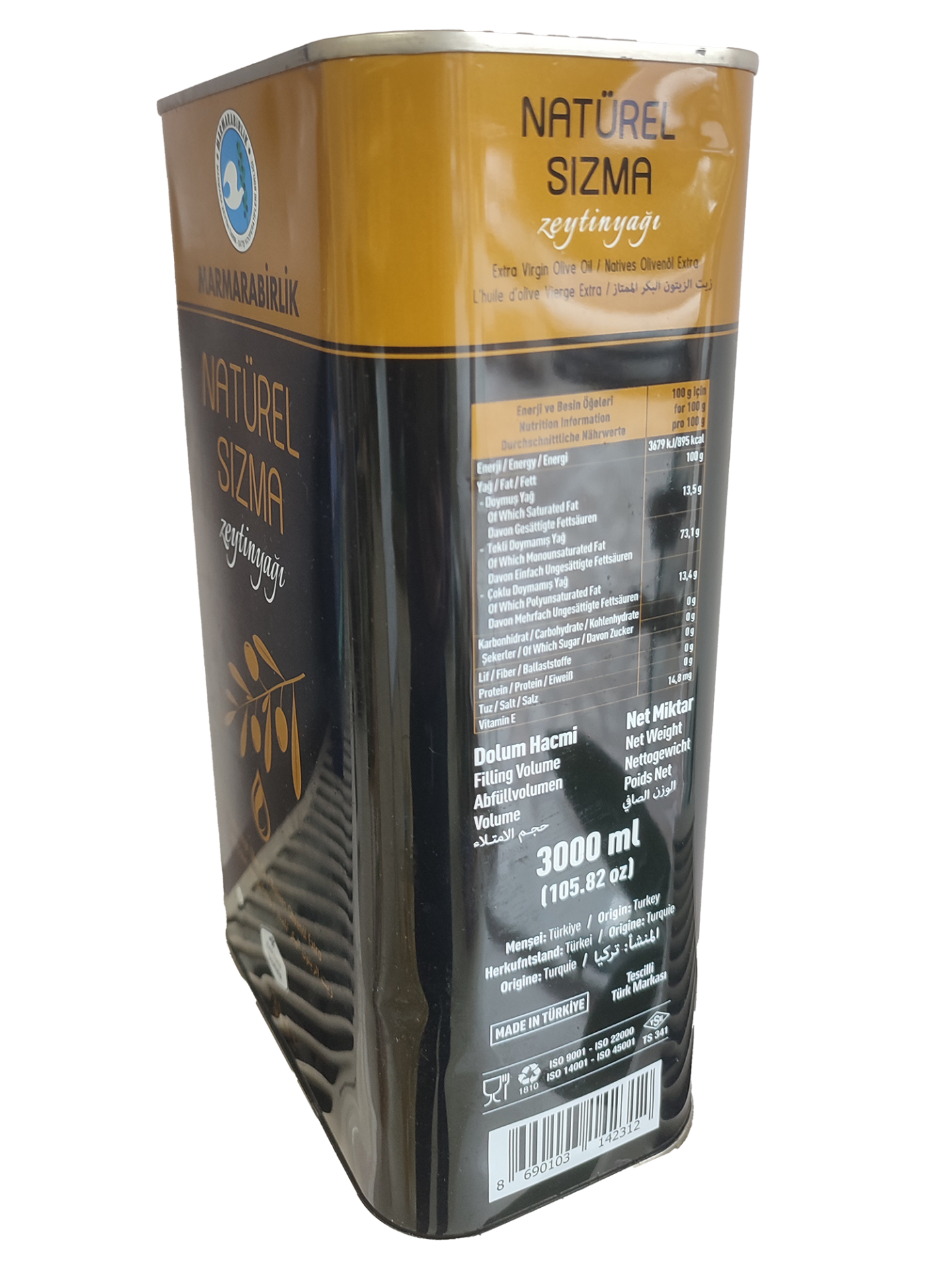 Marmarabirlik natürel sızma Zeytinyağı 3 lt teneke