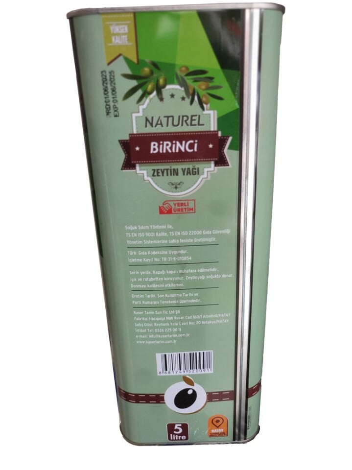 Kuser naturel birinci Zeytinyağı 5 lt teneke