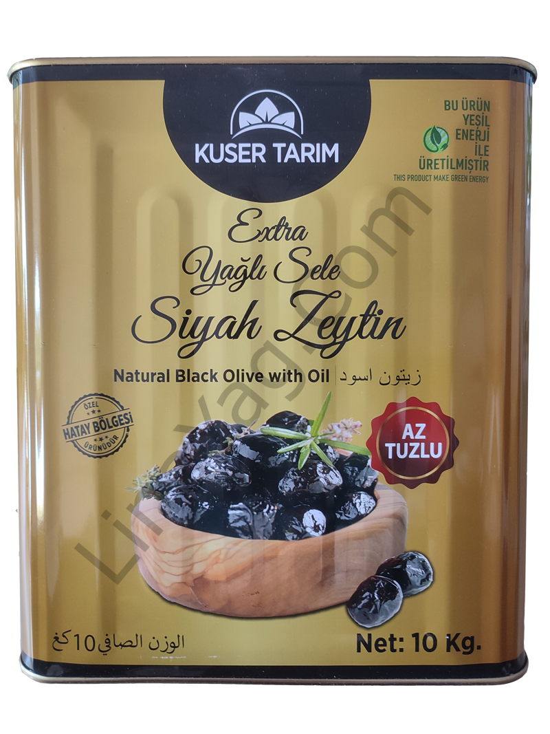 Kuser Yaglı salamura siyah Zeytin (290/320) 10 kg teneke