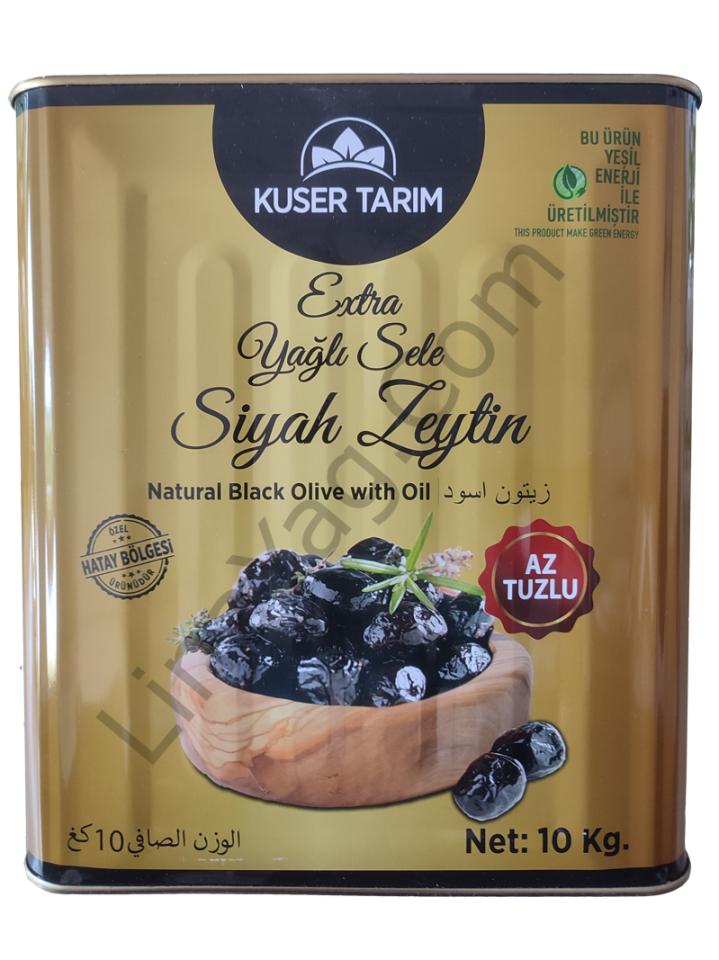 Kuser Yaglı salamura siyah Zeytin (290/320) 10 kg teneke