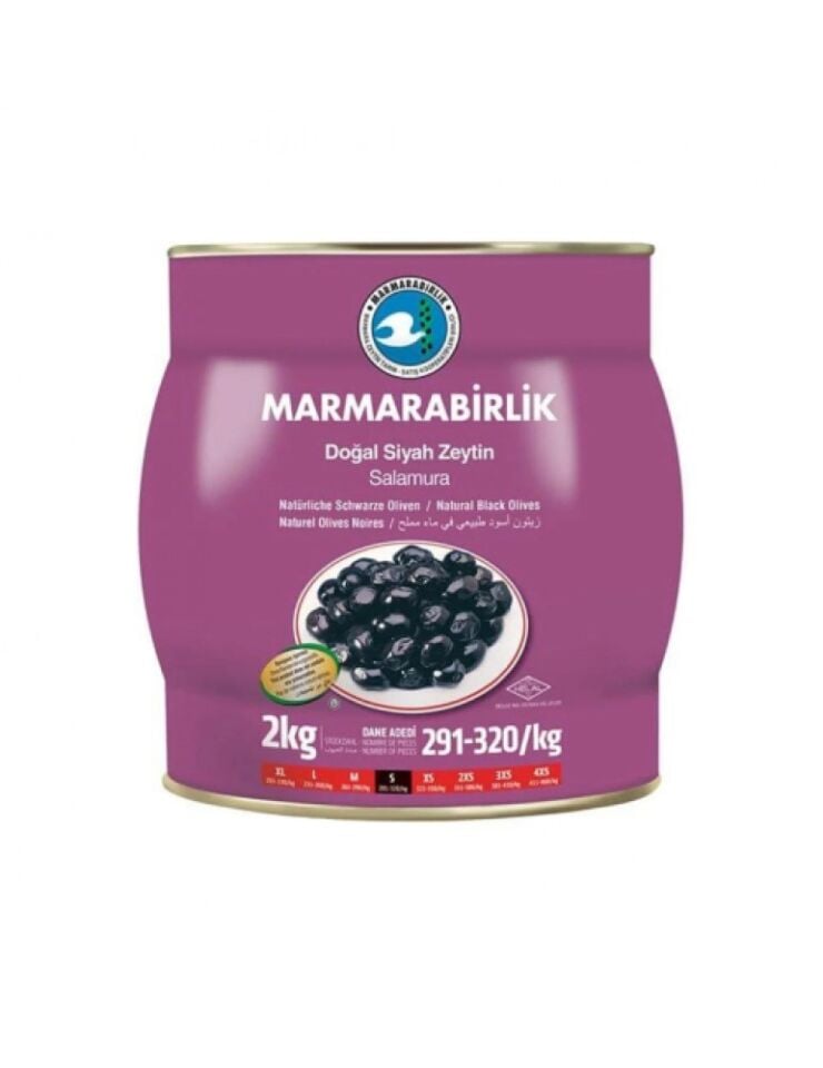 Marmarabirlik yağlı salamura siyah Zeytin (s) (291-320) 2 kg teneke