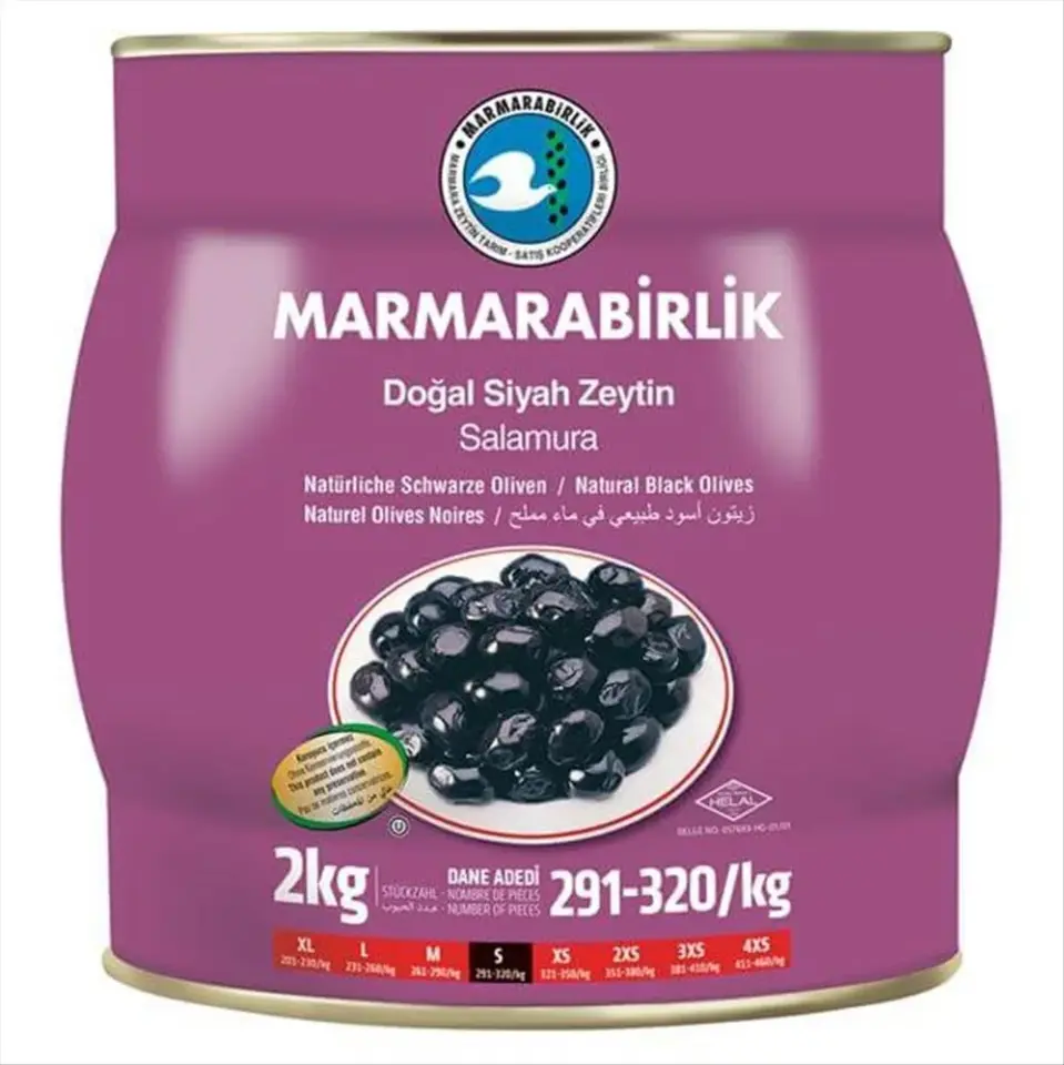 Marmarabirlik yağlı salamura siyah Zeytin (s) (291-320) 2 kg teneke