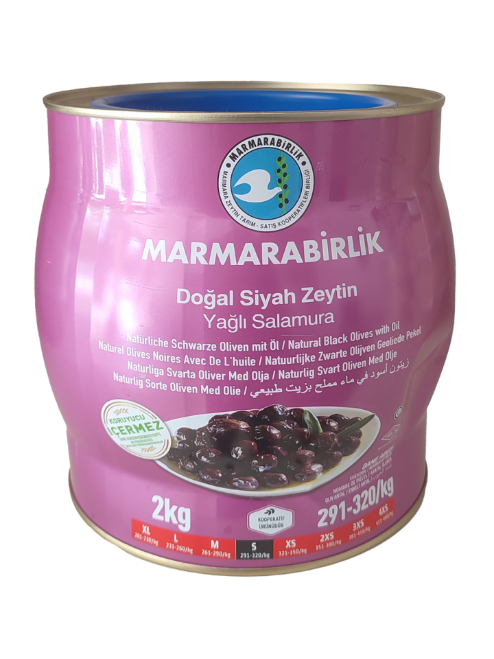 Marmarabirlik yağlı salamura siyah Zeytin (s) (291-320) 2 kg teneke