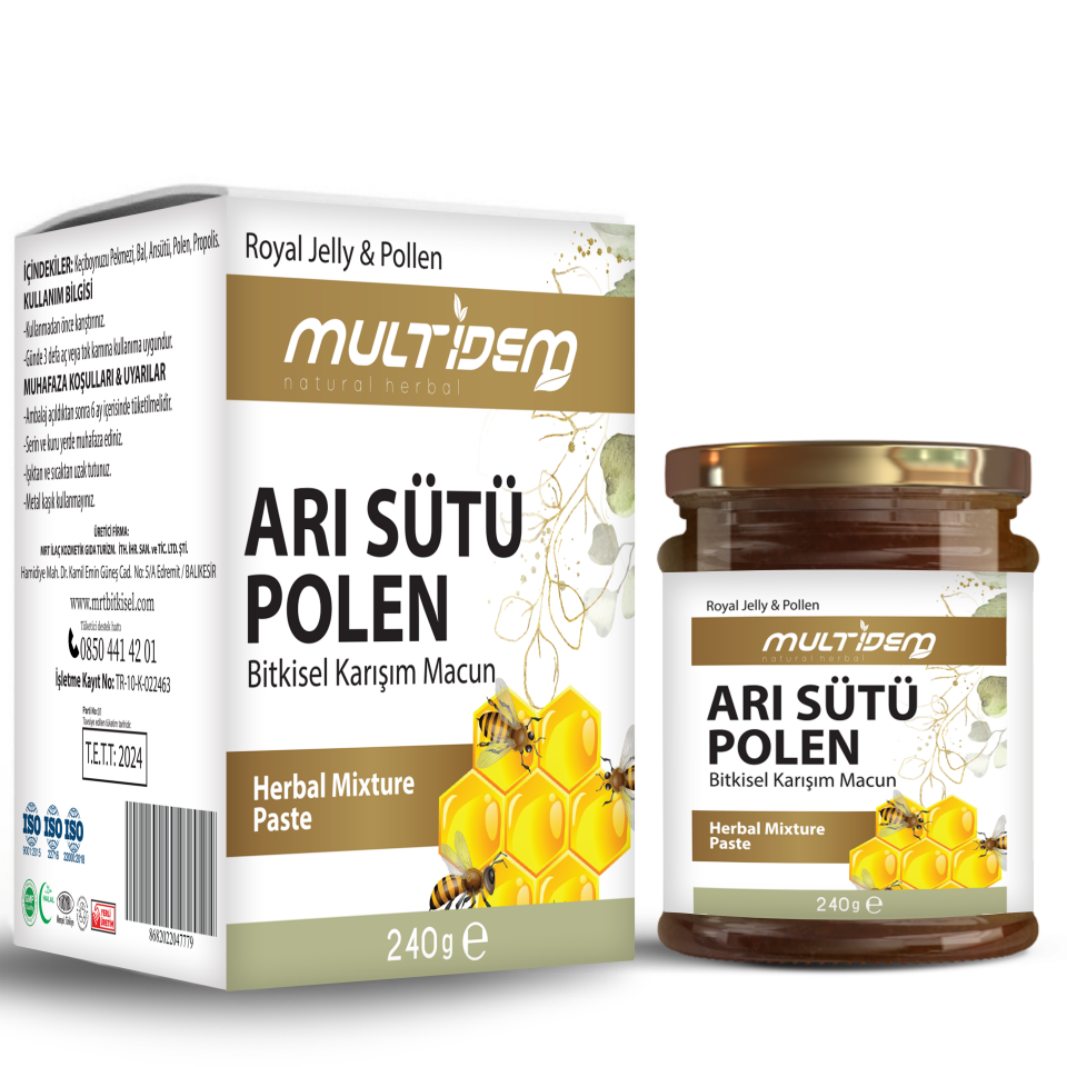 Mrt - Multidem arı sütü polen propolisli macun 240 gr cam kavanoz
